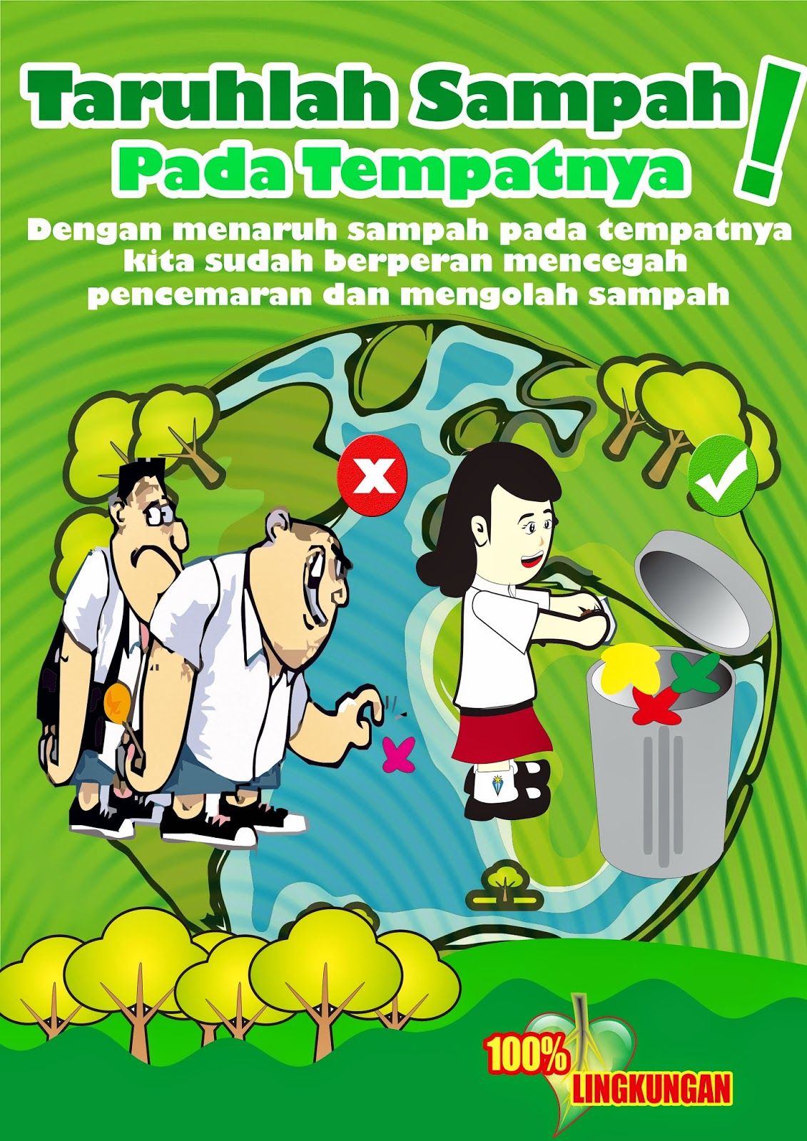 Poster Jagalah Kebersihan Sekolah Lakaran
